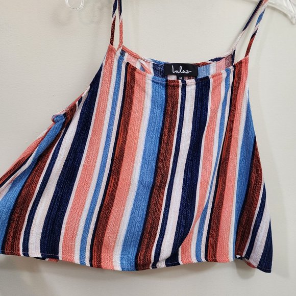 LuLus beyond the sea peach striped open back crop top woman's size Medium - Picture 8 of 8